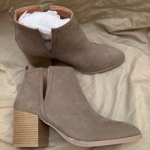 Taupe Suede Heeled Boots